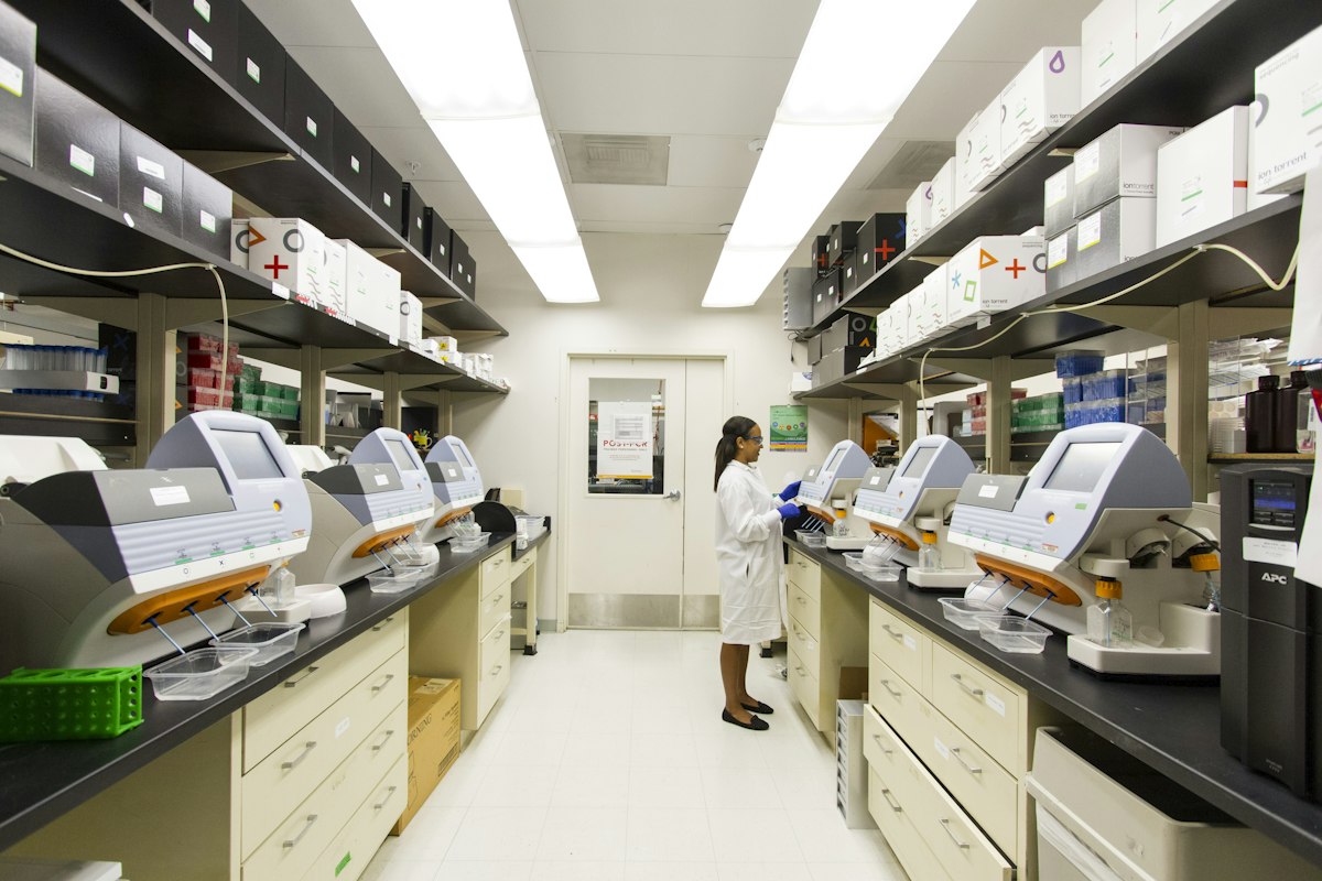 A technician working in a hospital laboratory