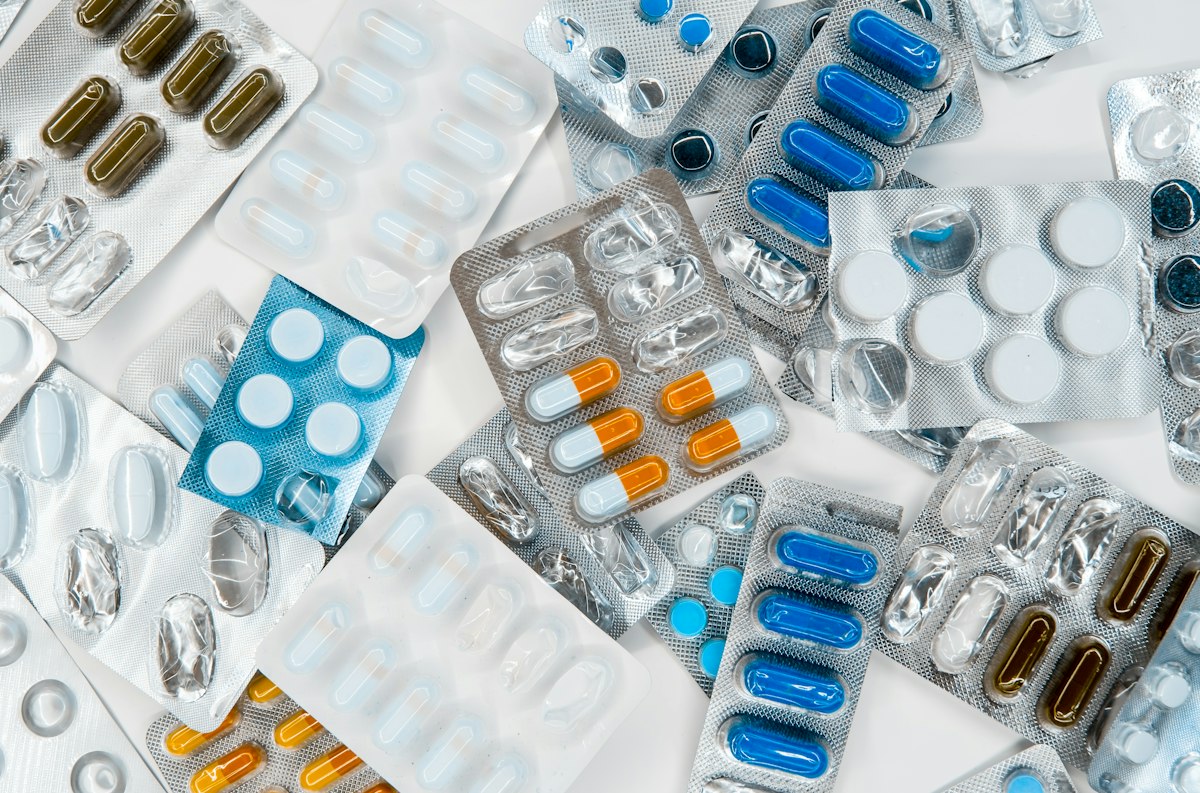 Rows of blister-packed medication